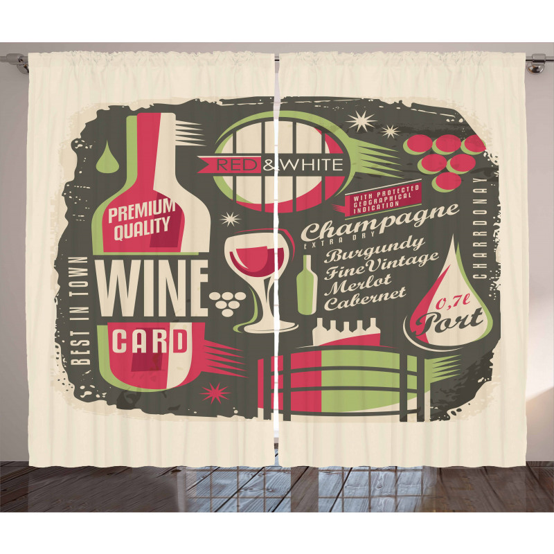 Alcoholic Hard Drinks Bottles Curtain