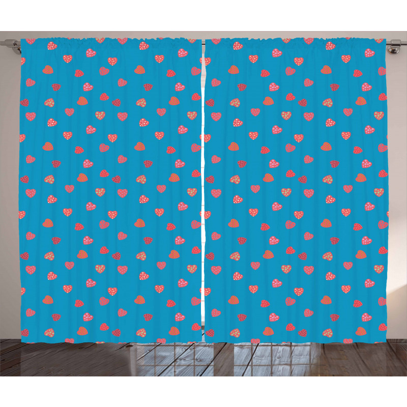 Hearts with Stars and Dots Curtain