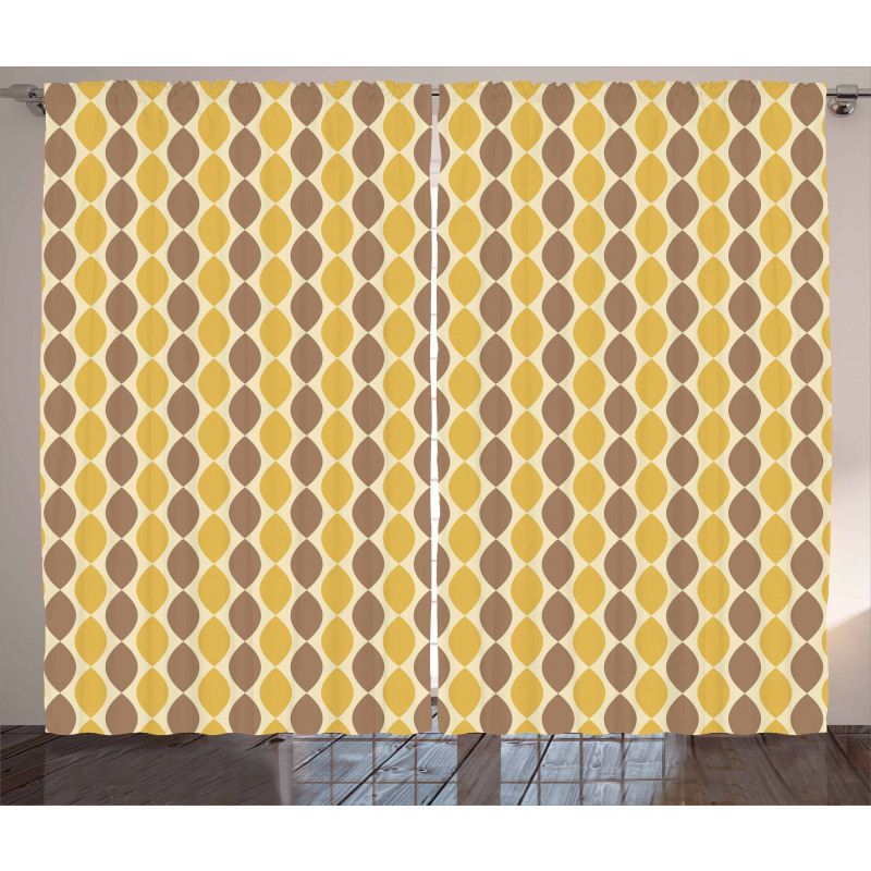 Oval Shapes Retro Colors Curtain