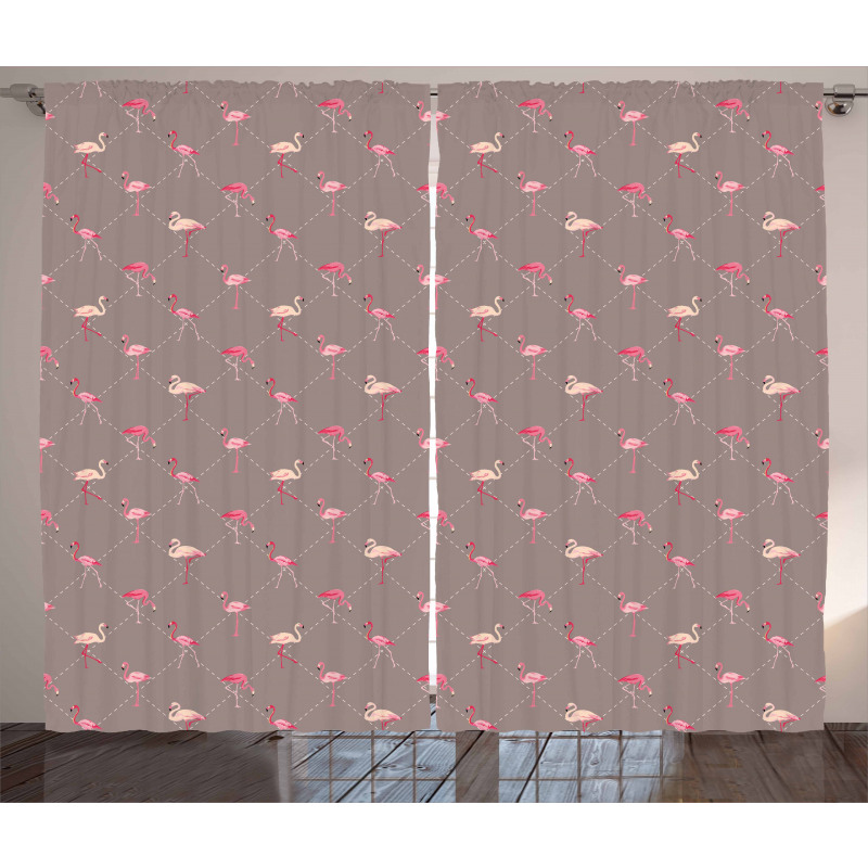 Exotic Birds Checkered Curtain