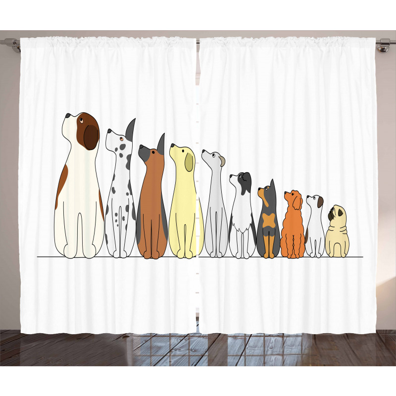 Dogs in a Row Looking Away Curtain