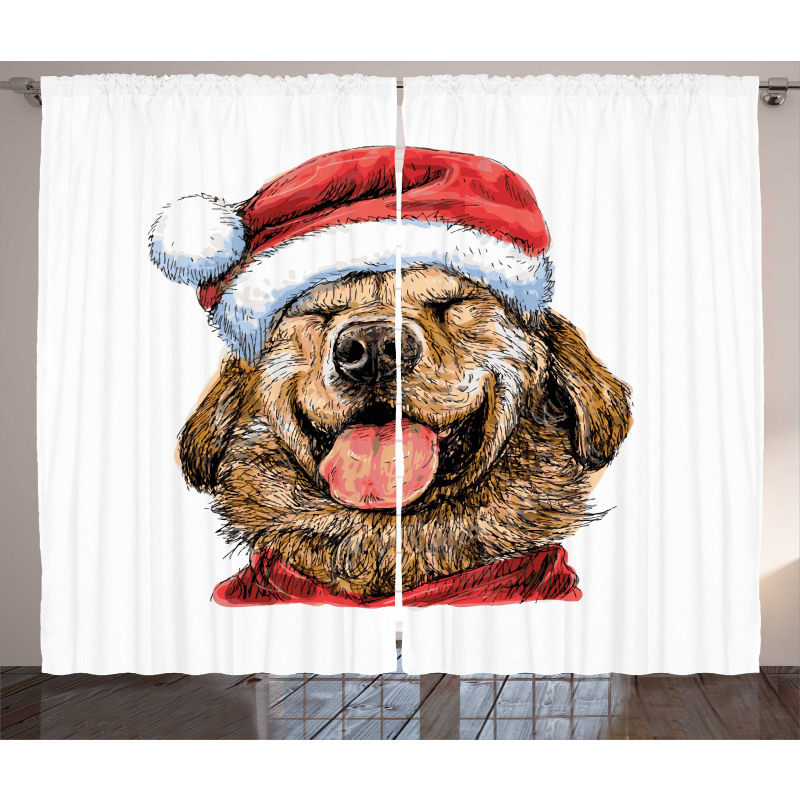 Funny Terrier Smiling Xmas Curtain