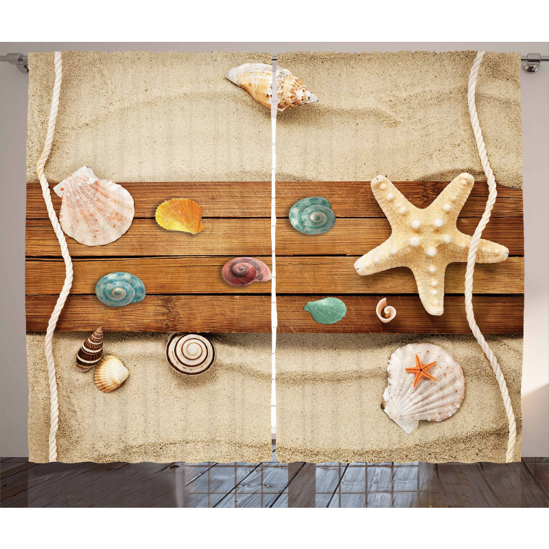 Rustic Board Seashells Curtain