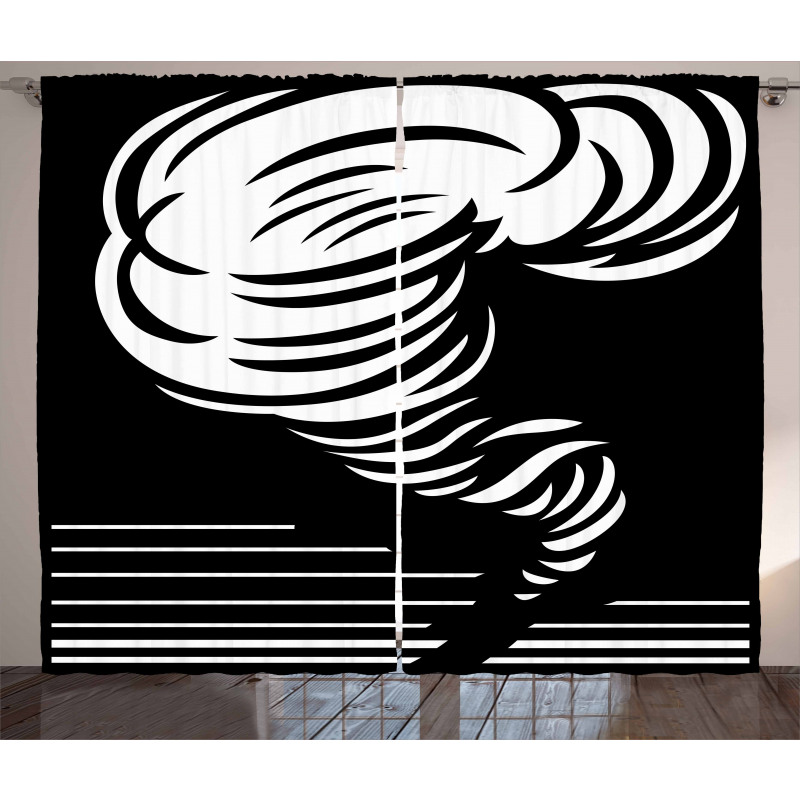 Monochrome Twister Design Curtain