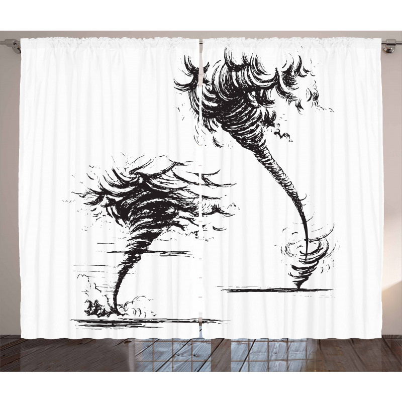 Hurricane in Sketch Style Curtain