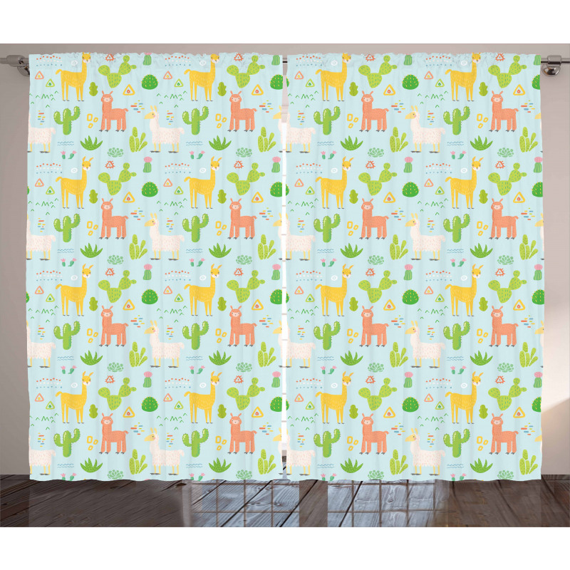 Camels Cactus Tribal Style Curtain