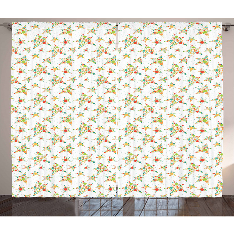 Colorful Dotted Star Shapes Curtain