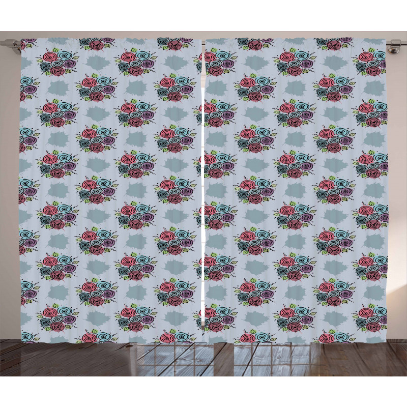 Abstract Bouquet of Flowers Curtain