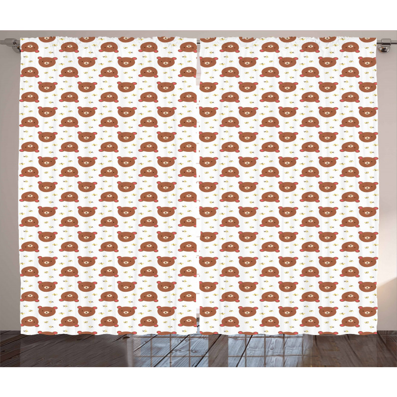 Bear and Bee Cartoon Curtain