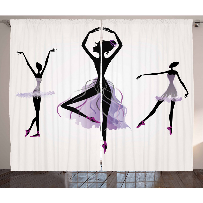 Ballerina Dancer Silhouettes Curtain