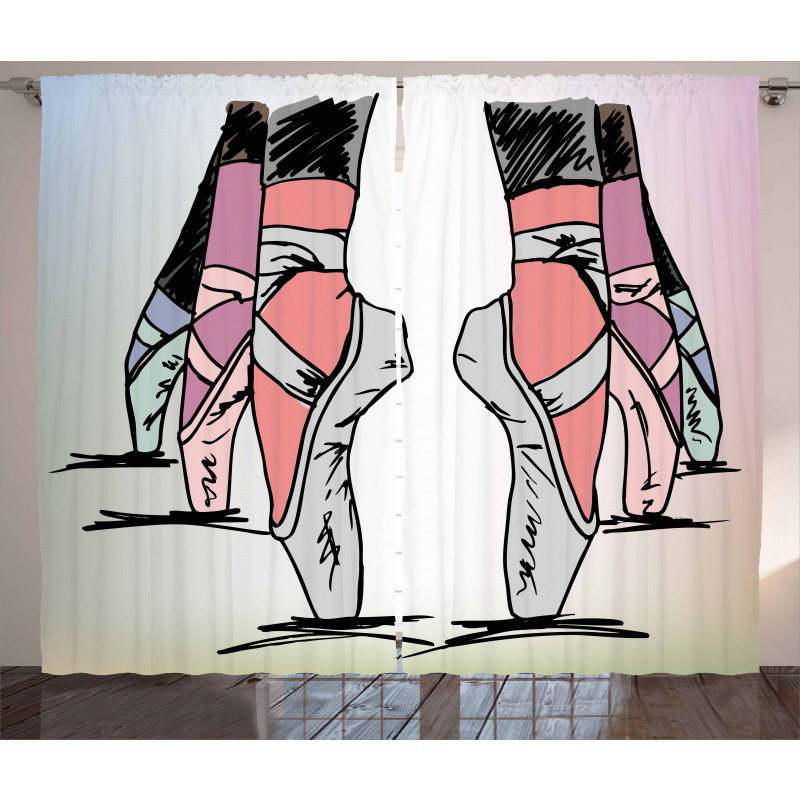 Ballerina Feet Sketch Art Curtain