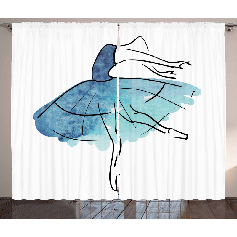 Watercolor Tutu Blue Tones Curtain