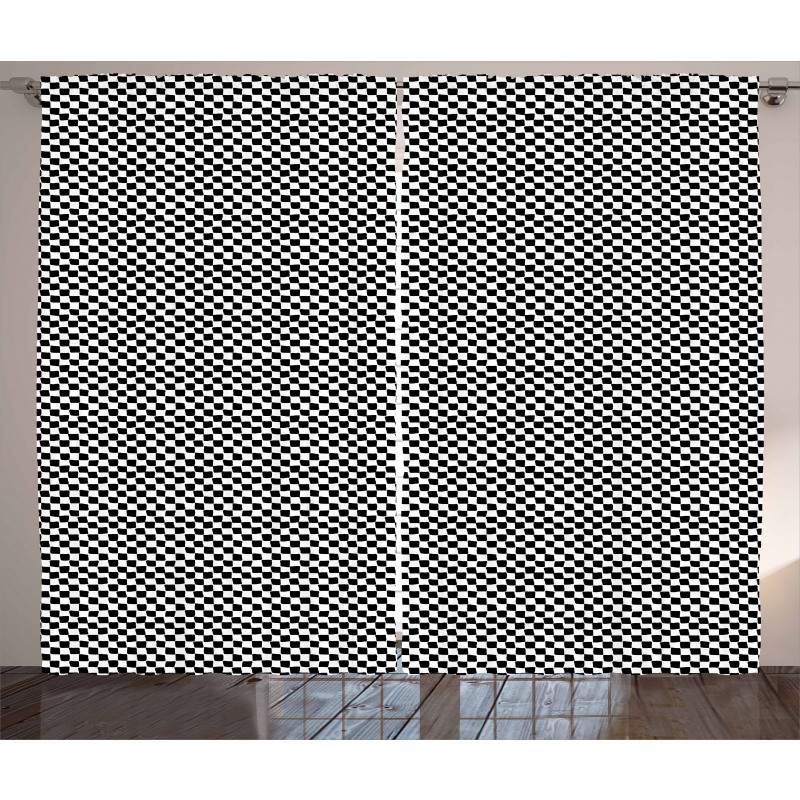 Checkered Abstract Style Curtain