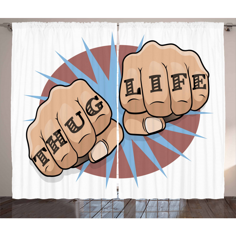 Punching Fists Comic Book Curtain