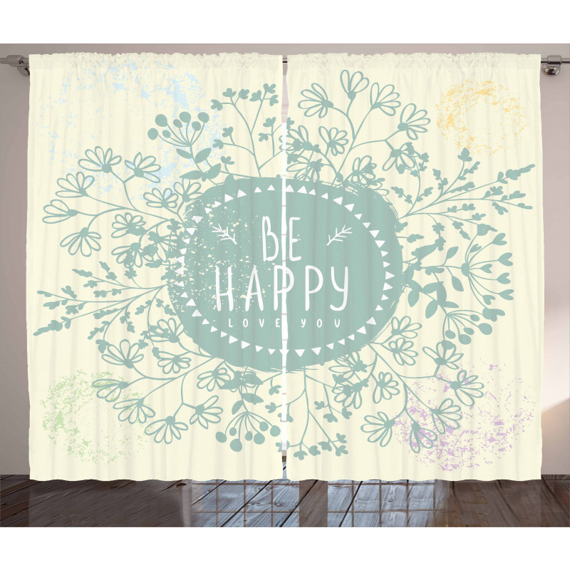 Doodle Wreath Color Stains Curtain