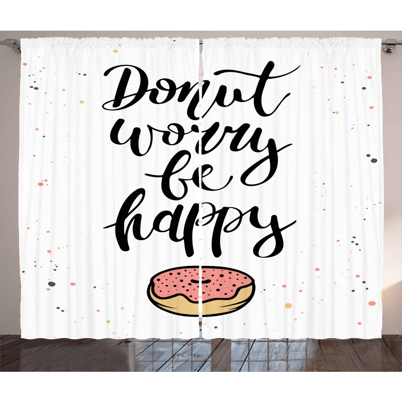 Donut Worry Words Stains Curtain