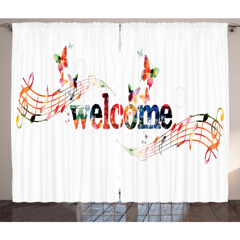 Music Notes and Butterflies Curtain