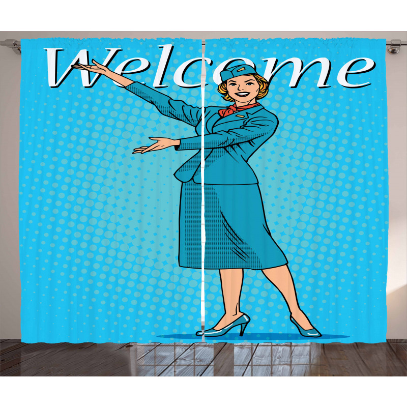 Pop Art Retro Stewardess Curtain