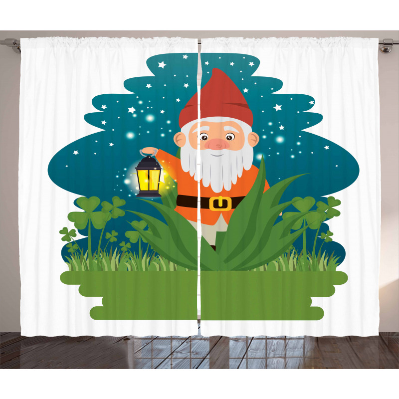 Dwarf with Lantern on Grass Curtain