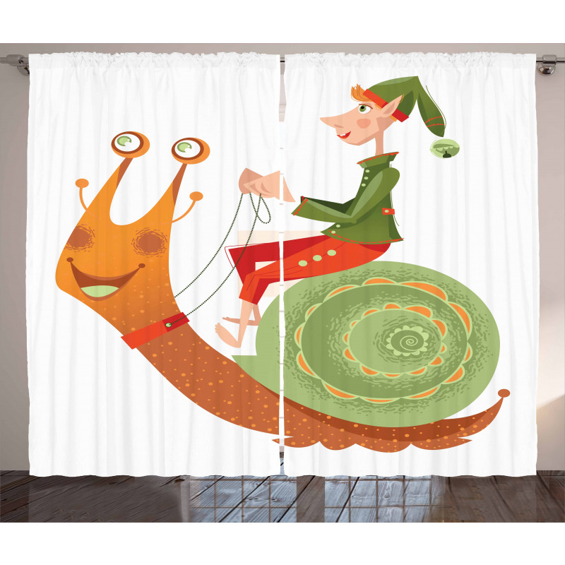 Little Elf Riding a Snail Curtain