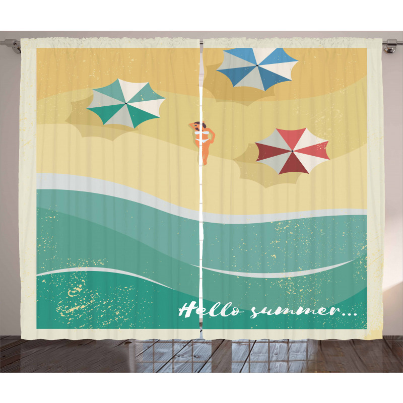 Woman Sunbathing Beach Curtain