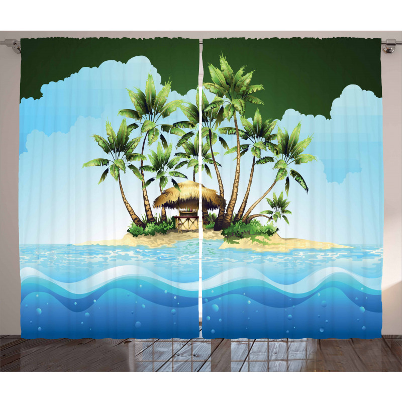 Tropic Lands Coconut Palms Curtain