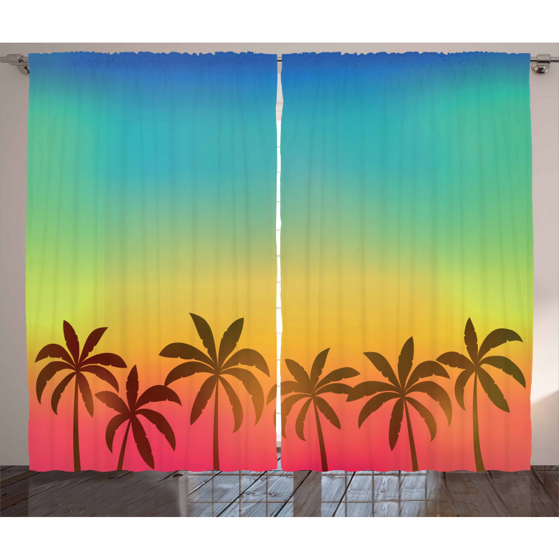 Palm Tree Tops on Island Curtain