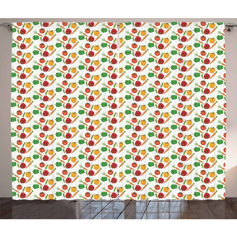 Pepper and Tomatoes Peas Curtain