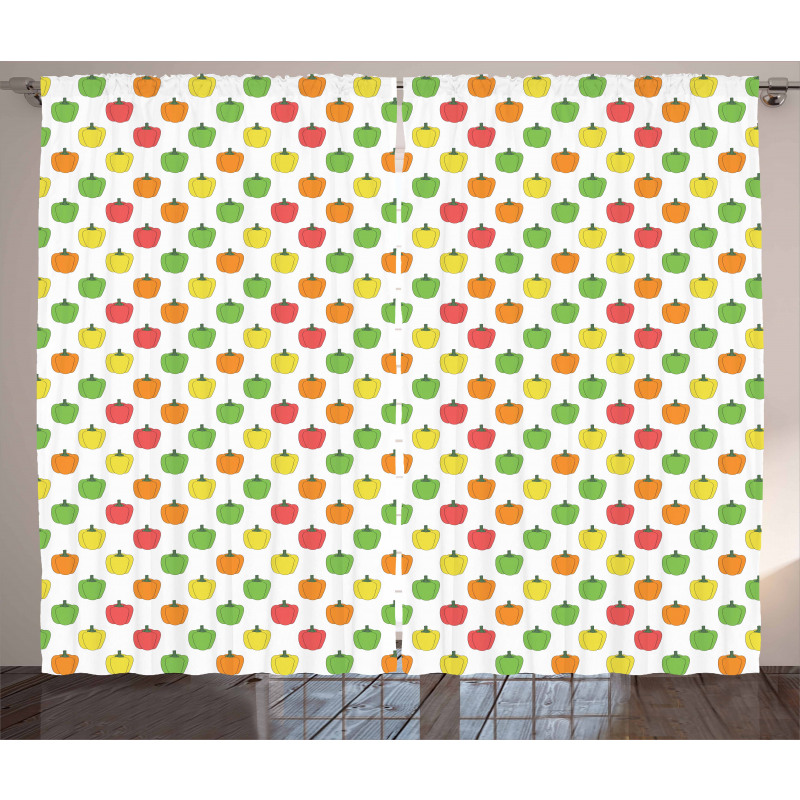 Doodle Style Bell Peppers Curtain