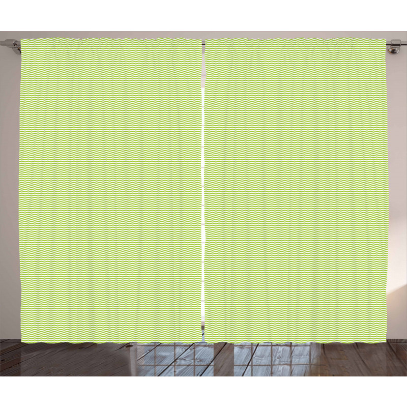 Zigzag Lines in Green Tones Curtain