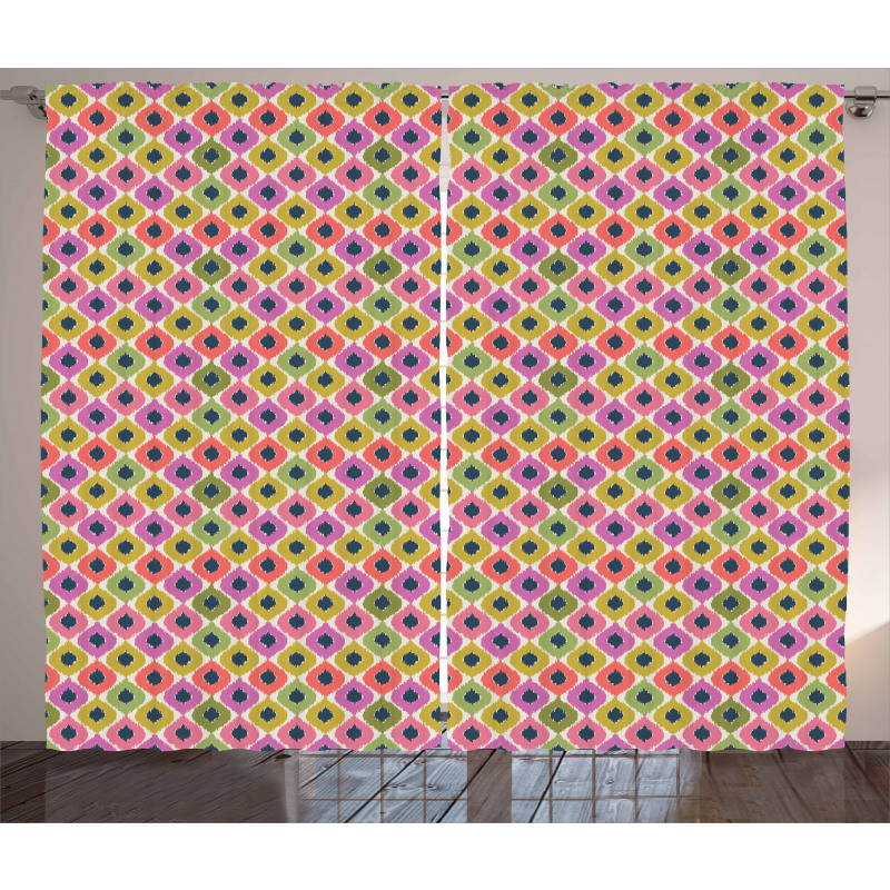 Pastel Color Ogee Shapes Tile Curtain