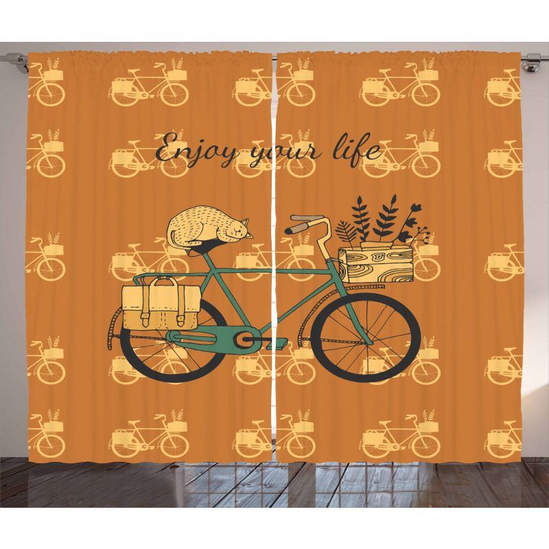 Bicycle with Flower Crates Curtain