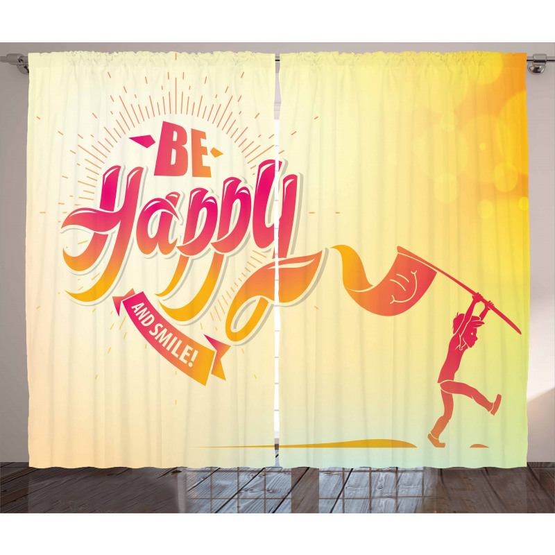 Be Happy and Smile Message Curtain