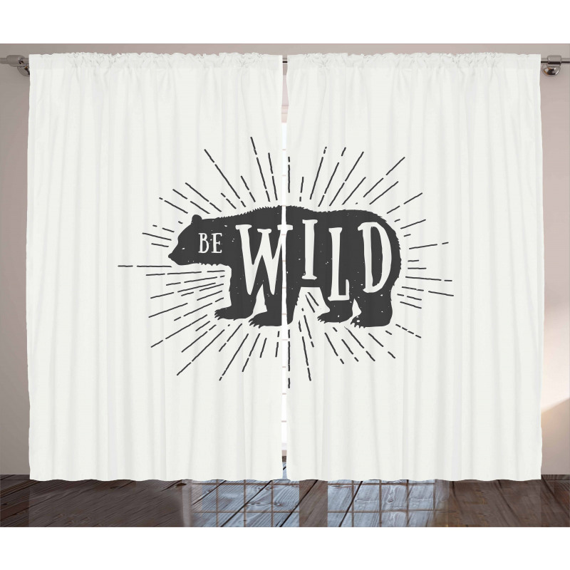 Woodland Bear Be Wild Phrase Curtain