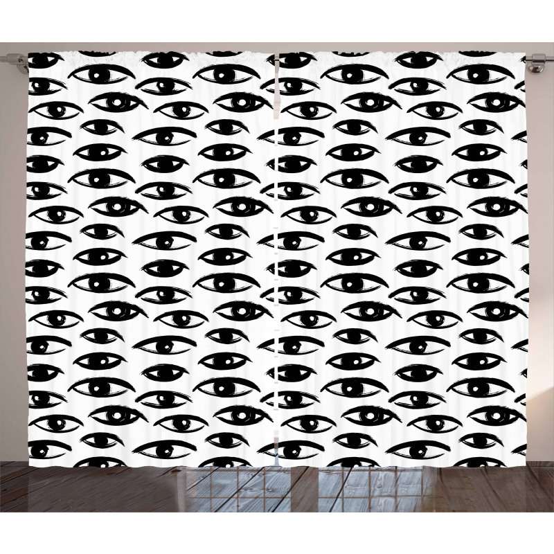 Sketch Style Eyes Curtain