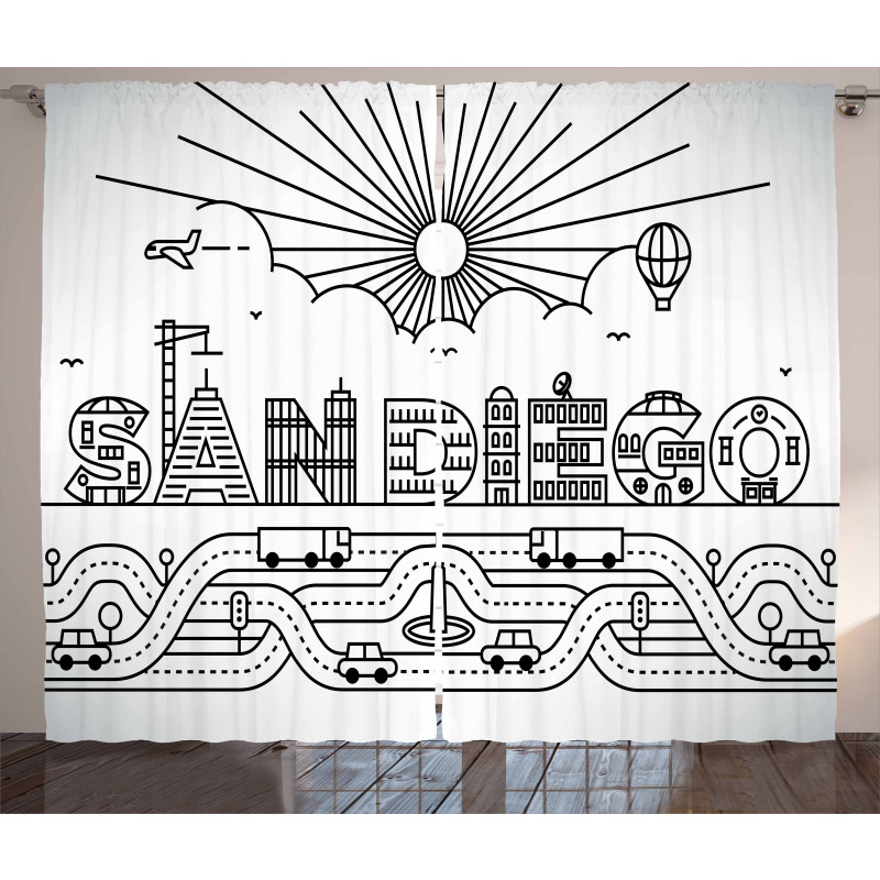 City Typography Letters Curtain