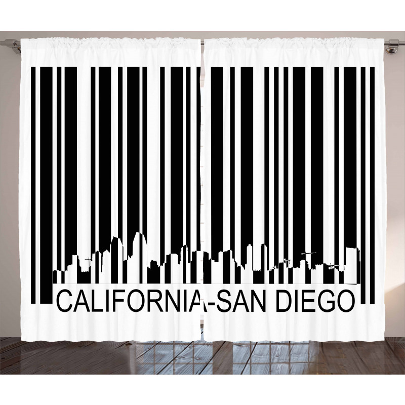 Barcode City Buildings Curtain