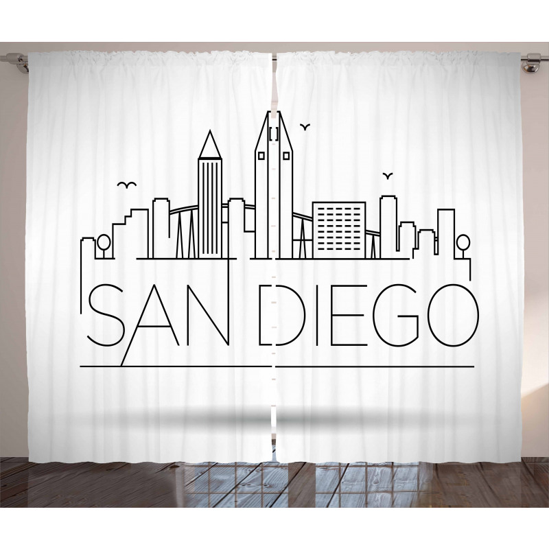 Typographic City Skyline Curtain