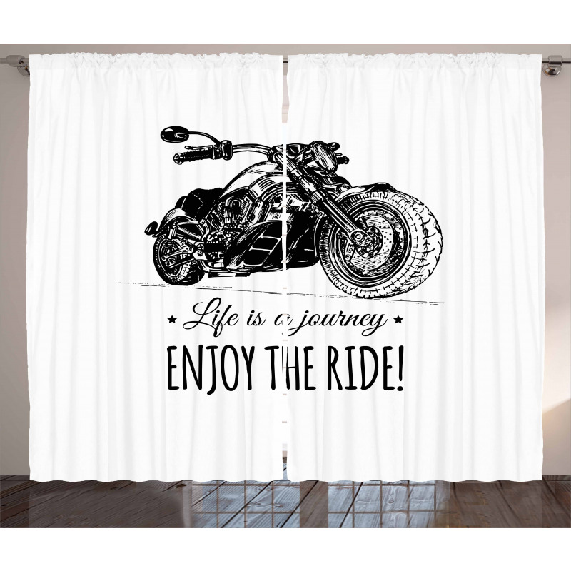 Hand-drawn Motorbike Curtain