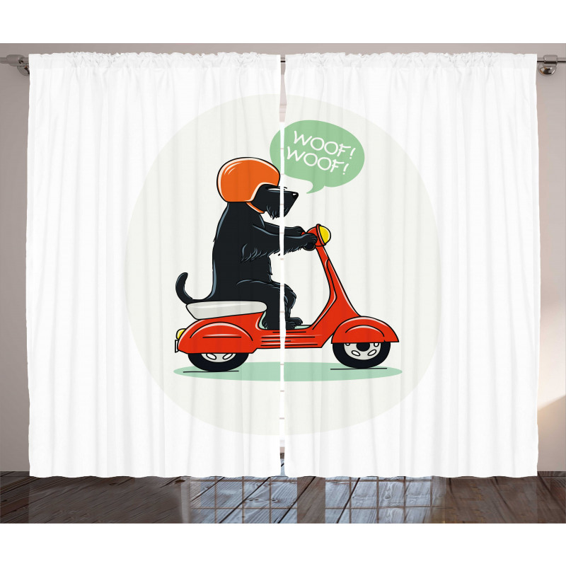 Scooter Ridding Puppies Curtain