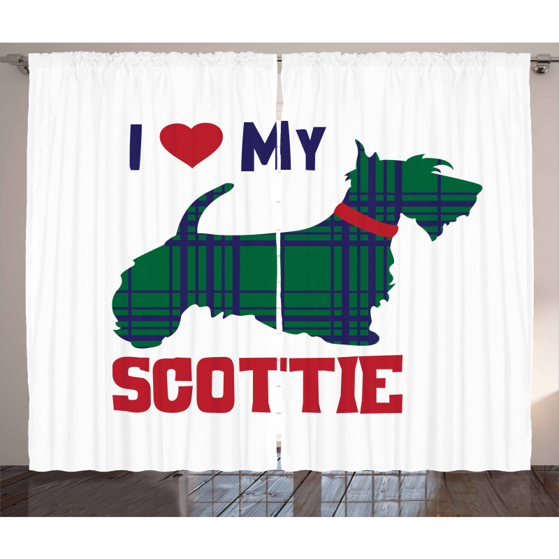 I Heart My Scottie Text Curtain