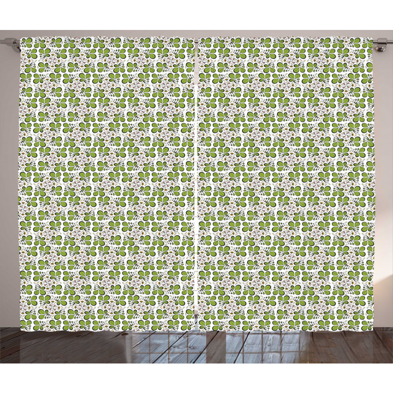 Botanical Ornament of Leaves Curtain