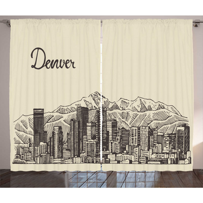 Denver City Skyline Sketch Curtain