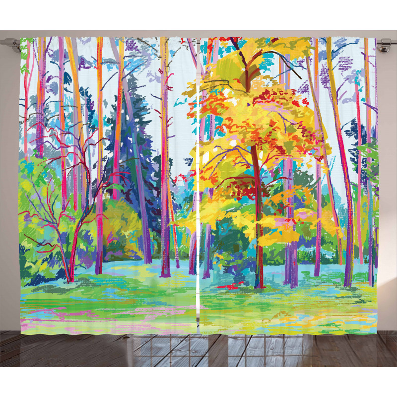 Spring Forest Painting Curtain