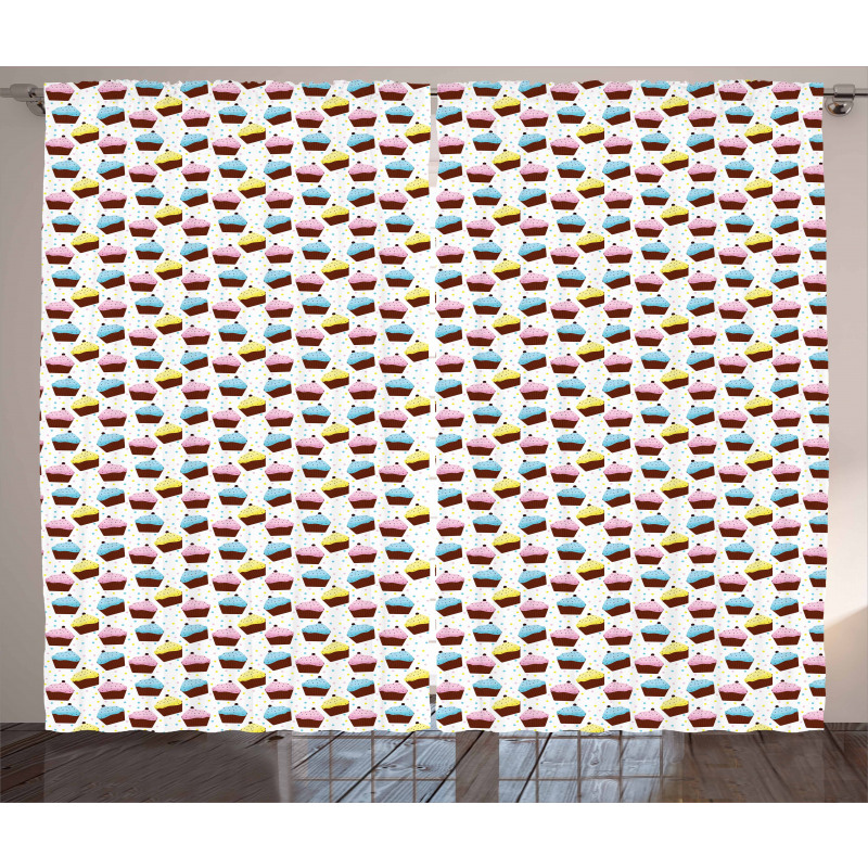 Colorful Celebration Cakes Curtain