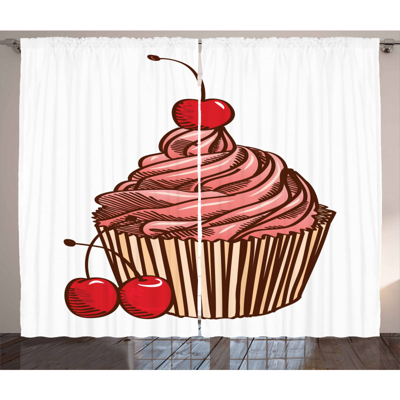 Delicious Cake with Cherry Curtain