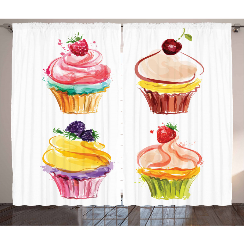 Pastel Watercolor Bakery Curtain