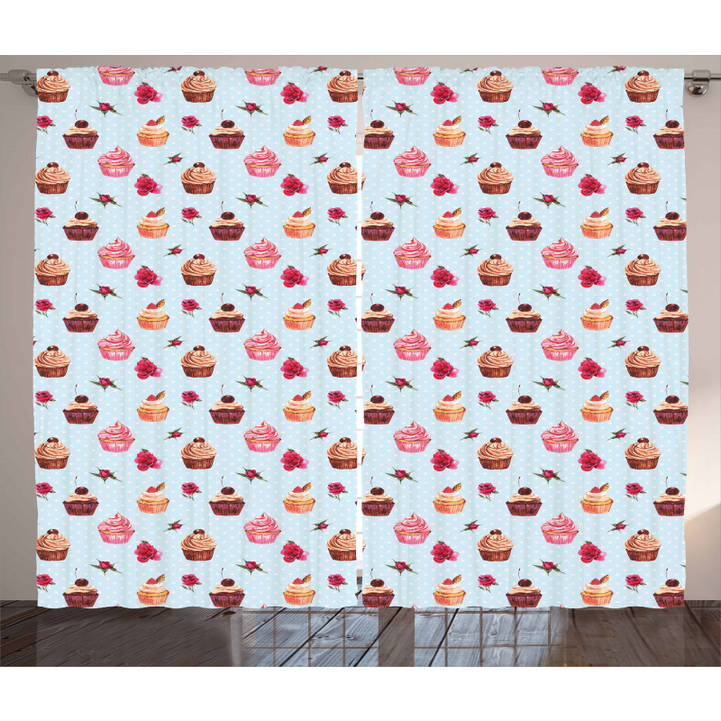 Valentines Lovers Muffins Curtain