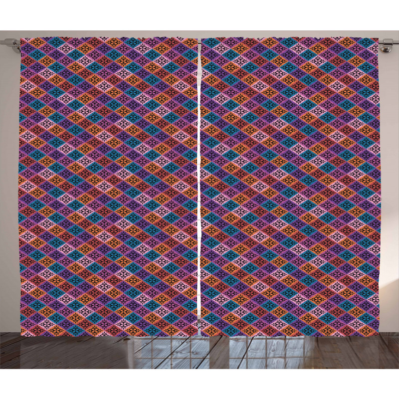 Vintage Simplistic Argyle Curtain