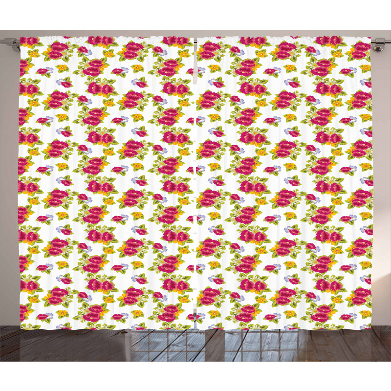 Colorful Fresh Wildflowers Curtain